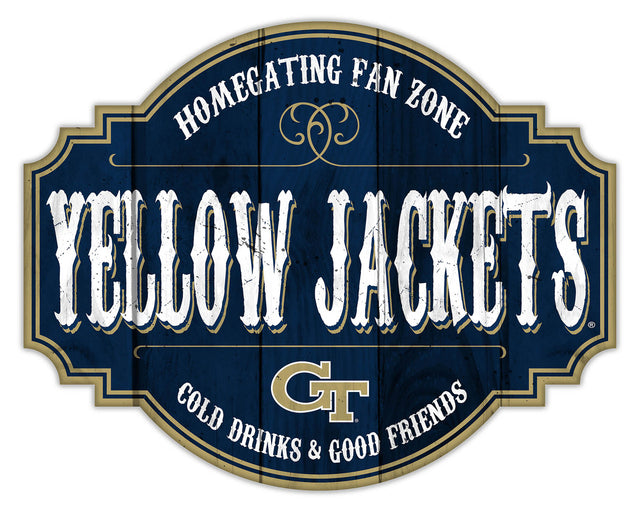 Letrero de madera de 12" de los Yellow Jackets de Georgia Tech Homegating Tavern