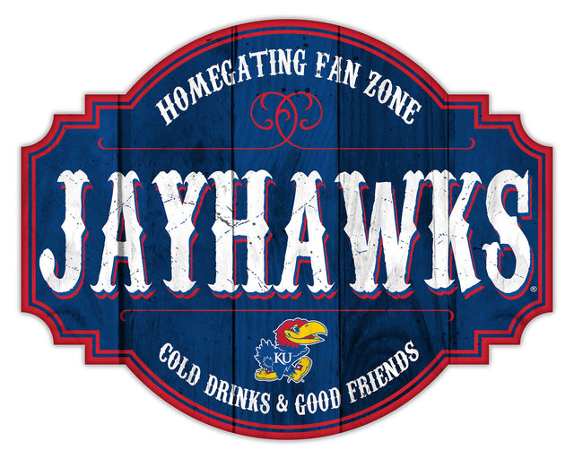 Letrero de madera de 12" de los Kansas Jayhawks para Homegating Tavern