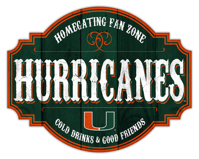 Letrero de madera de 12" de los Miami Hurricanes Homegating Tavern