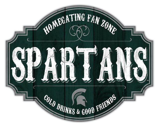 Letrero de madera de 12" de los Spartans de Michigan State Homegating Tavern