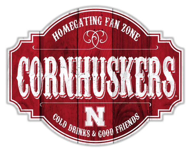 Nebraska Cornhuskers Sign Wood 12" Homegating Tavern