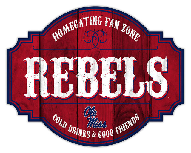 Letrero de madera de 12" de los Mississippi Rebels para Homegating Tavern