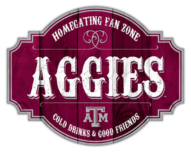 Letrero de madera de 12" de los Texas A&amp;M Aggies Homegating Tavern