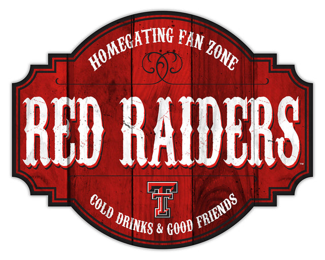 Letrero de madera de 12" de los Texas Tech Red Raiders Homegating Tavern