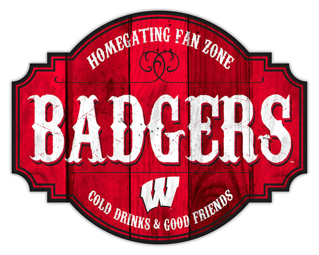 Letrero de madera de 12" de Wisconsin Badgers Homegating Tavern