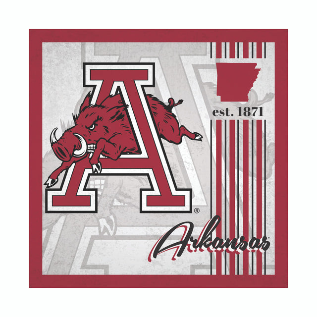 Cartel de madera de 10 x 10 de Arkansas Razorbacks con diseño de álbum