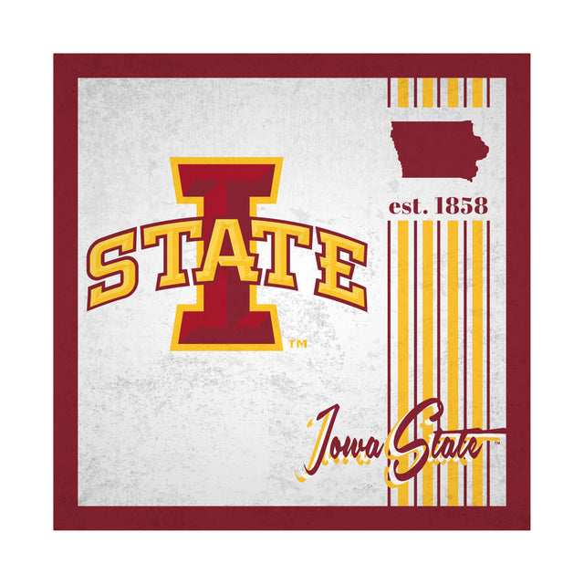 Letrero de madera de 10 x 10 de los Iowa State Cyclones con diseño de álbum