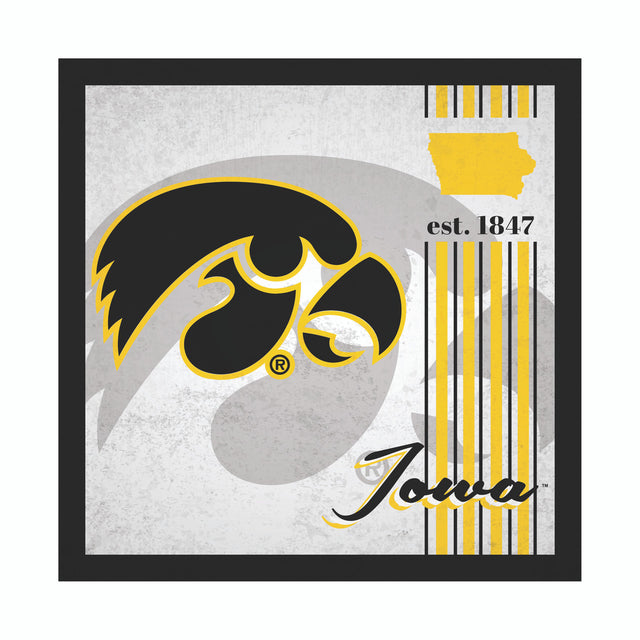 Letrero de madera de 10 x 10 de Iowa Hawkeyes con diseño de álbum