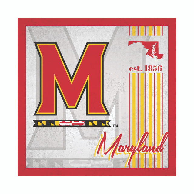 Letrero de madera de Maryland Terrapins de 10 x 10 pulgadas con diseño de álbum