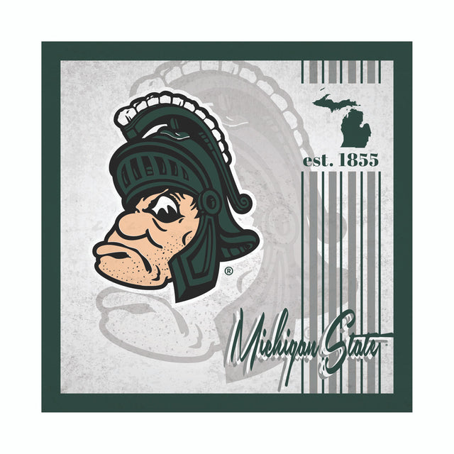 Letrero de madera de 10 x 10 de los Spartans de Michigan State con diseño de álbum