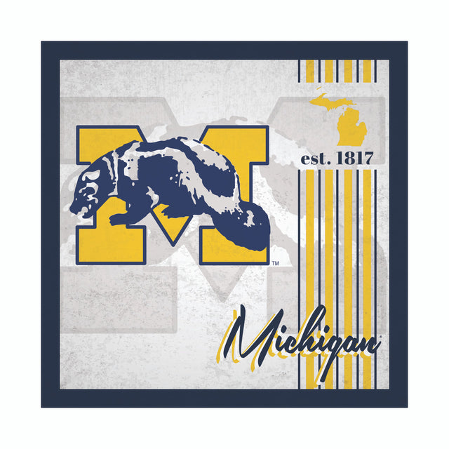 Letrero de madera de 10 x 10 de los Michigan Wolverines con diseño de álbum