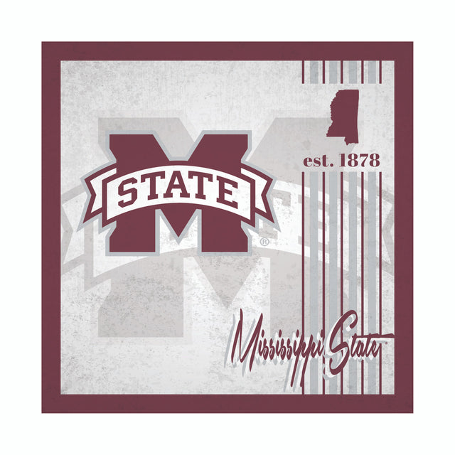 Letrero de madera de 10 x 10 de Mississippi State Bulldogs con diseño de álbum