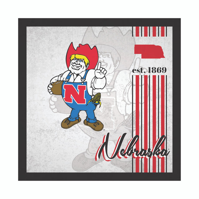 Letrero de madera de 10 x 10 de los Nebraska Cornhuskers con diseño de álbum