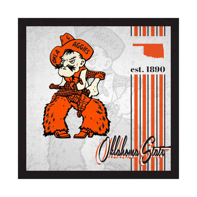 Letrero de madera de 10 x 10 de los Oklahoma State Cowboys con diseño de álbum