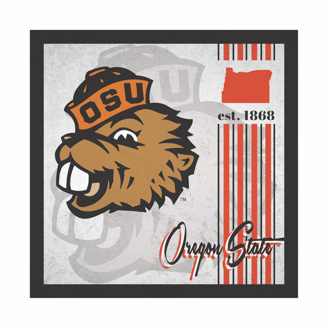 Letrero de madera de 10 x 10 de Oregon State Beavers con diseño de álbum