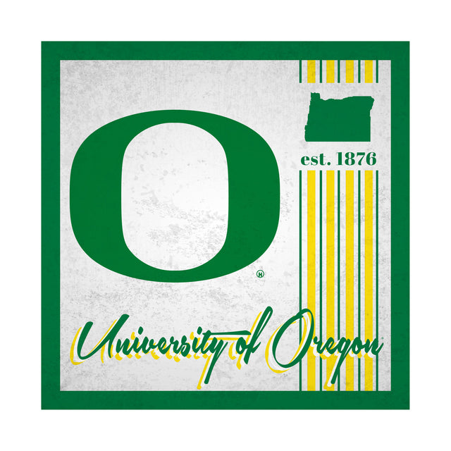 Letrero de madera de Oregon Ducks de 10 x 10 pulgadas con diseño de álbum