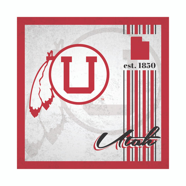 Letrero de madera de Utah Utes, diseño de álbum de 10 x 10