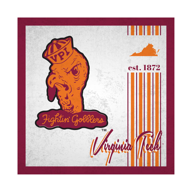 Letrero de madera de 10 x 10 de Virginia Tech Hokies con diseño de álbum