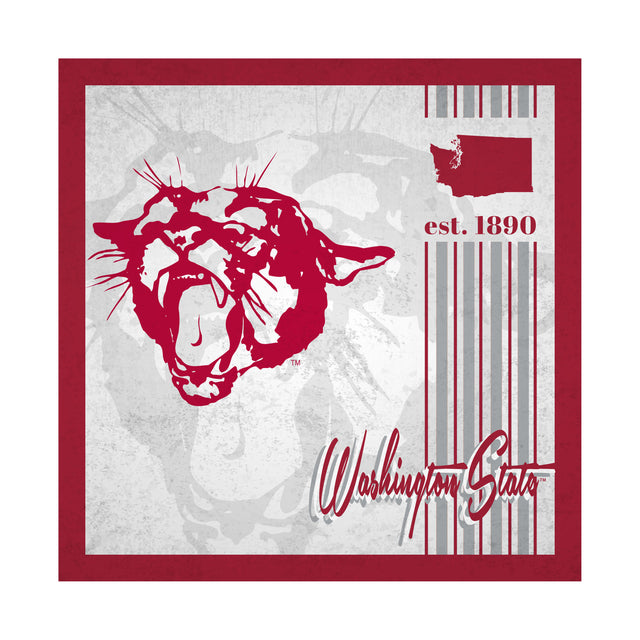 Letrero de madera de 10 x 10 de los Washington State Cougars con diseño de álbum