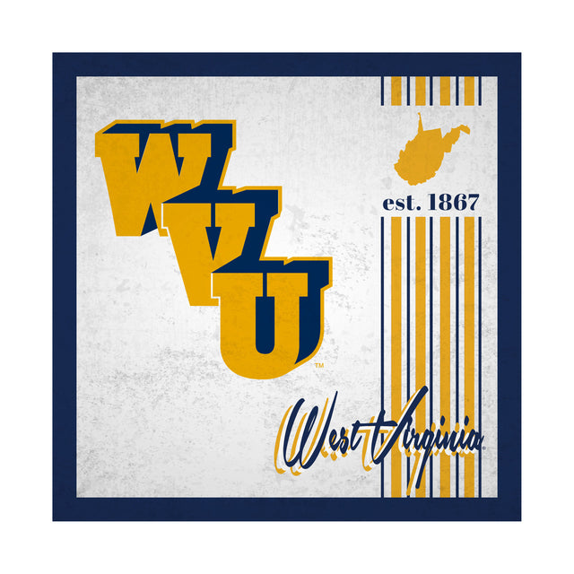 Letrero de madera de 10 x 10 de los Mountaineers de West Virginia con diseño de álbum