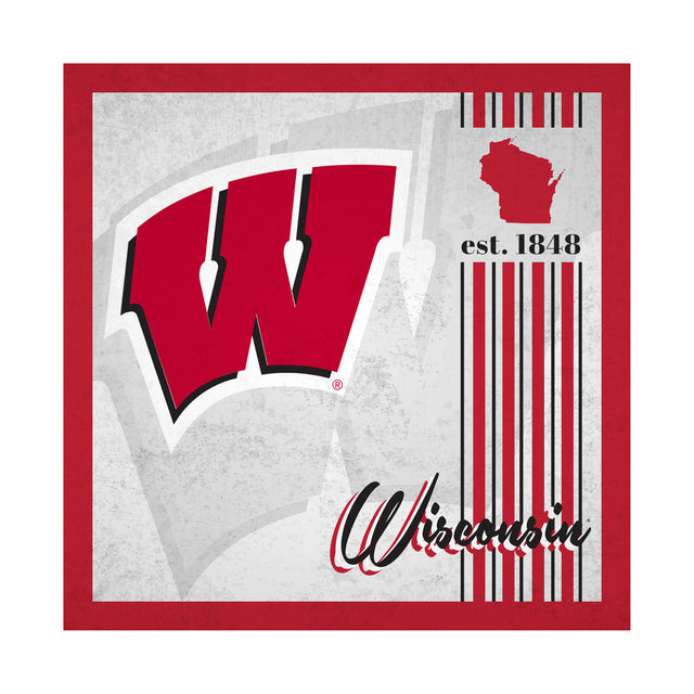 Diseño de álbum de madera de 10 x 10 con letrero de Wisconsin Badgers