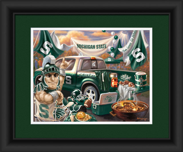 Impresión de puerta trasera de los Spartans de Michigan State, 15 x 18 pulgadas