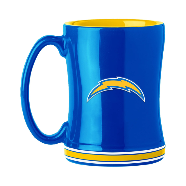 Taza de café de Los Angeles Chargers de 14 oz con el color del equipo de relevo esculpido