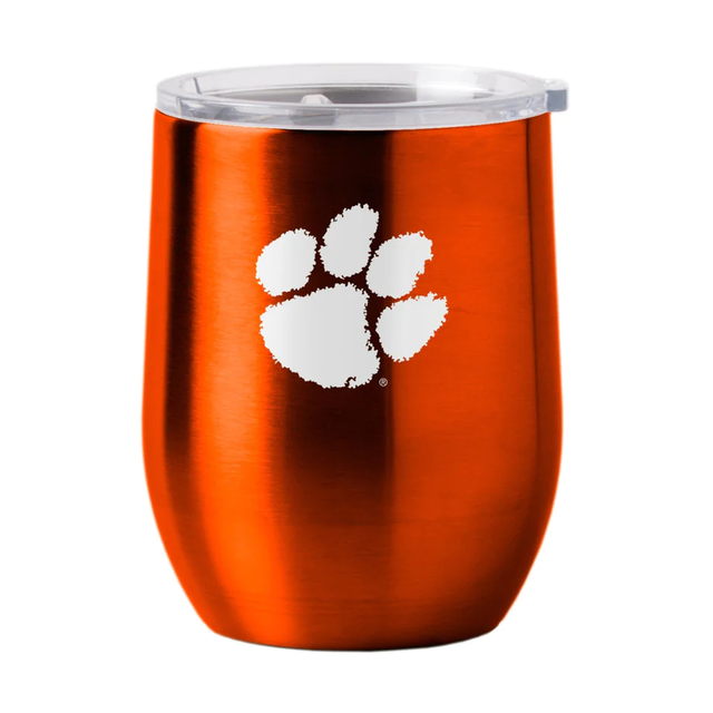 Vaso de viaje de acero inoxidable curvo de 16 oz de Clemson Tigers