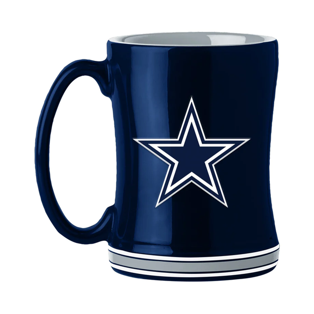 Taza de café de los Dallas Cowboys de 14 oz con relieve esculpido en color del equipo