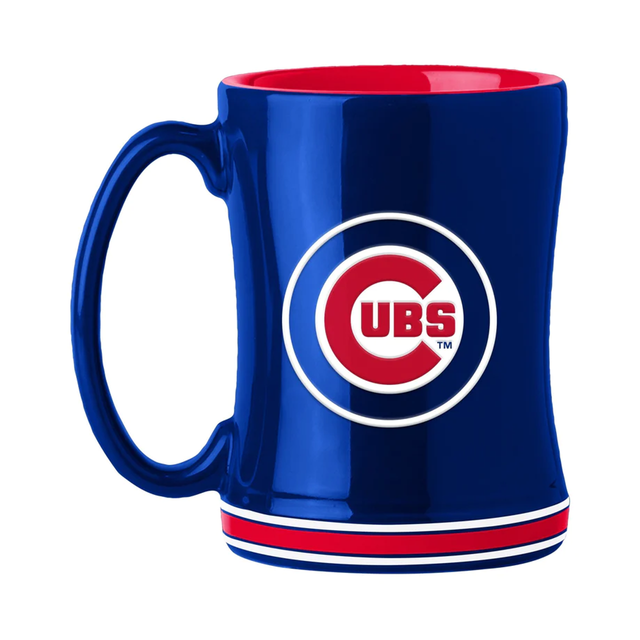 Taza de café de los Chicago Cubs de 14 oz con el color del equipo de relevo esculpido