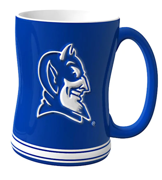 Taza de café Duke Blue Devils de 14 oz con relieve esculpido en color del equipo