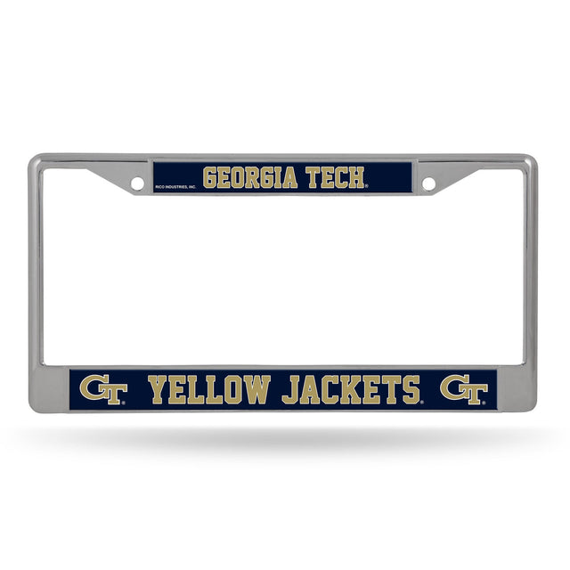 Marco para matrícula de Georgia Tech Yellow Jackets con inserto impreso cromado