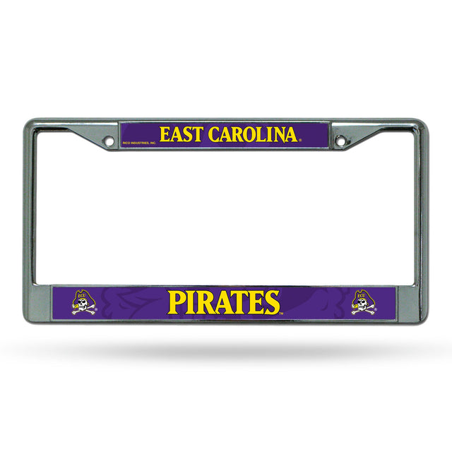 Marco para matrícula de los Piratas de East Carolina con inserto impreso cromado