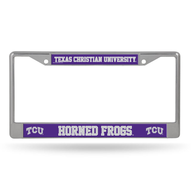 Marco para matrícula de TCU Horned Frogs con inserto impreso cromado