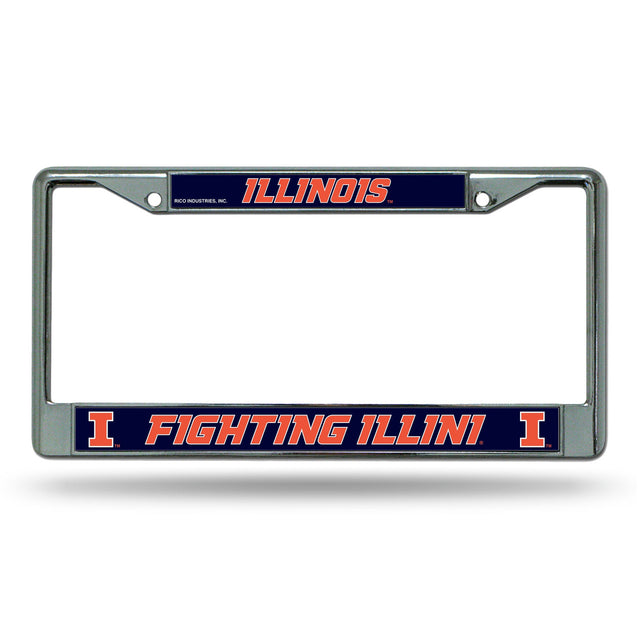 Marco para matrícula de Illinois Fighting Illini con inserción impresa cromada