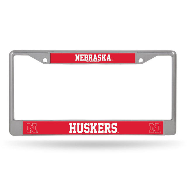 Marco para matrícula de los Nebraska Cornhuskers con inserción impresa cromada