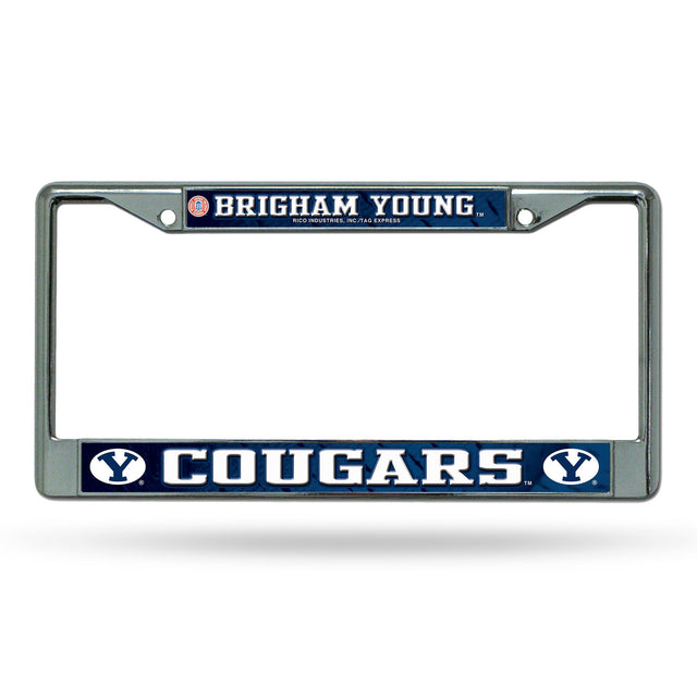 BYU Cougars License Plate Frame Chrome Printed Insert