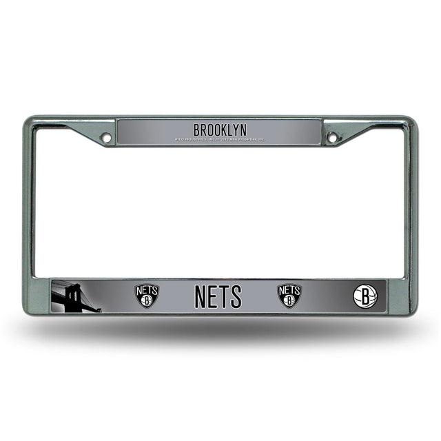 Brooklyn Nets License Plate Frame Chrome Printed Insert