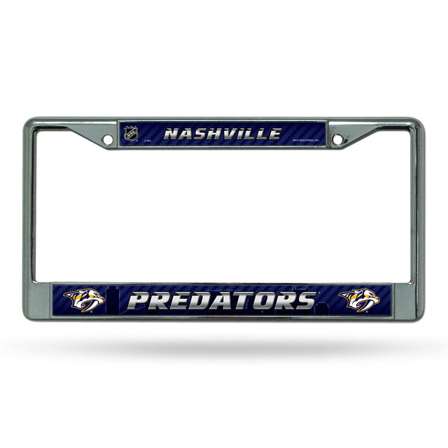 Nashville Predators License Plate Frame Chrome Printed Insert