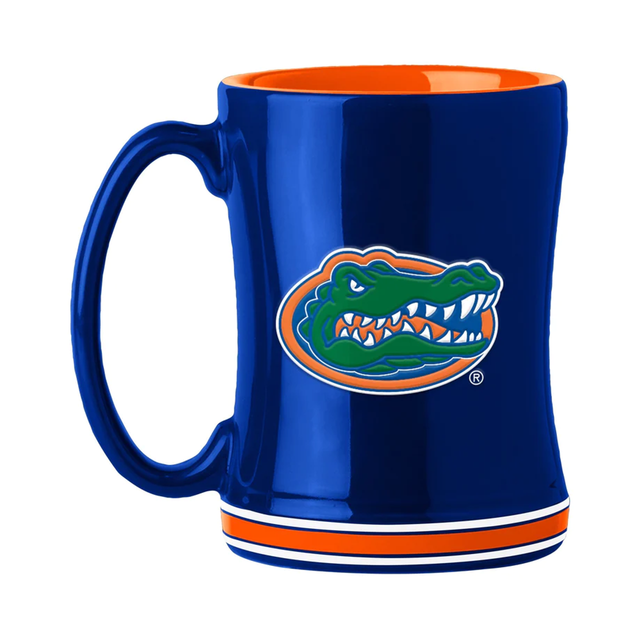 Taza de café de 14 oz con diseño de los Florida Gators con relieve esculpido en color del equipo