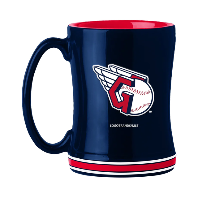 Taza de café de los Cleveland Guardians de 14 oz con el color del equipo de relevo esculpido