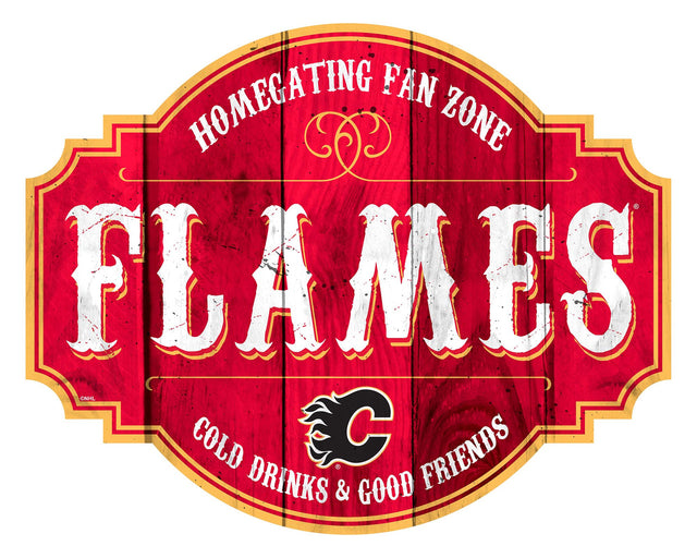 Letrero de madera de 12" de los Calgary Flames Homegating Tavern