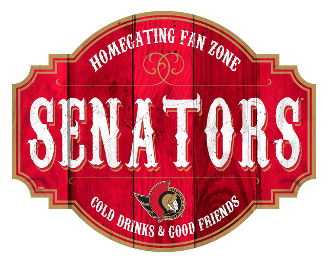 Cartel de madera de 12" de los Senadores de Ottawa Homegating Tavern