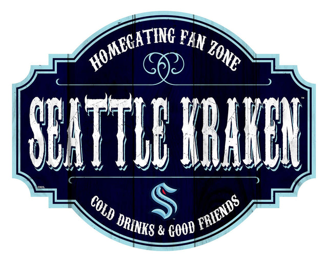 Letrero de madera de 12" con el nombre de Seattle Kraken en Homegating Tavern