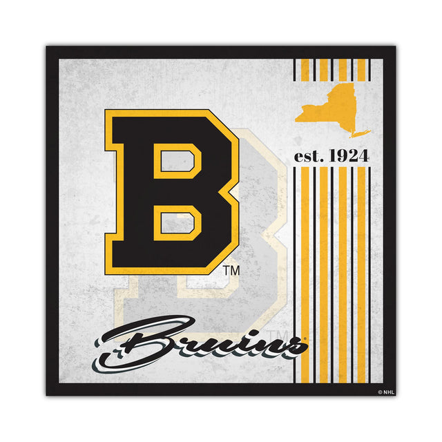 Letrero de madera de los Boston Bruins de 10 x 10 pulgadas con diseño de álbum