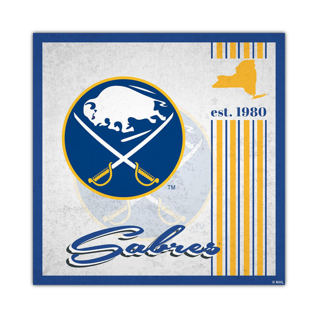 Letrero de madera Buffalo Sabres de 10 x 10 pulgadas con diseño de álbum