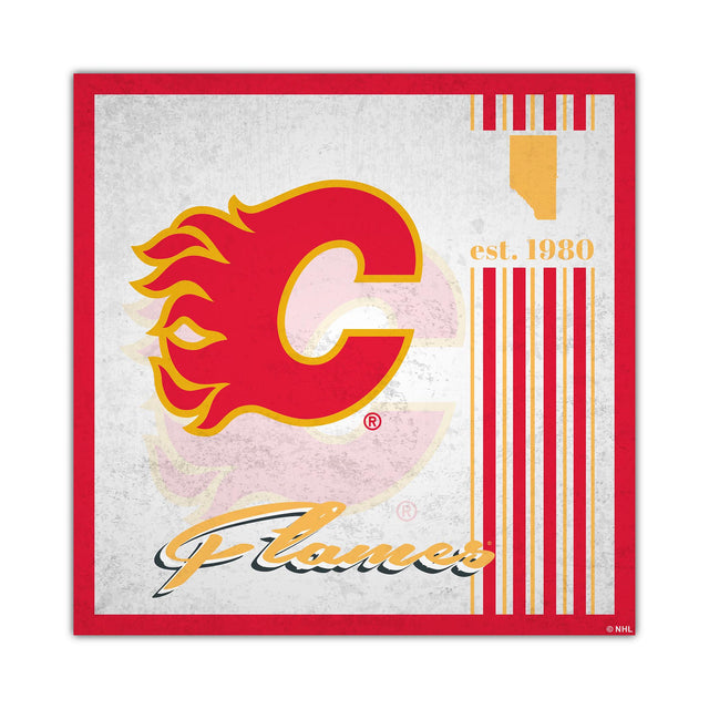 Letrero de madera de Calgary Flames de 10 x 10 pulgadas con diseño de álbum