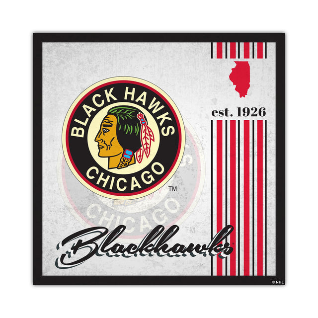 Cartel de madera de 10 x 10 de los Chicago Blackhawks con diseño de álbum