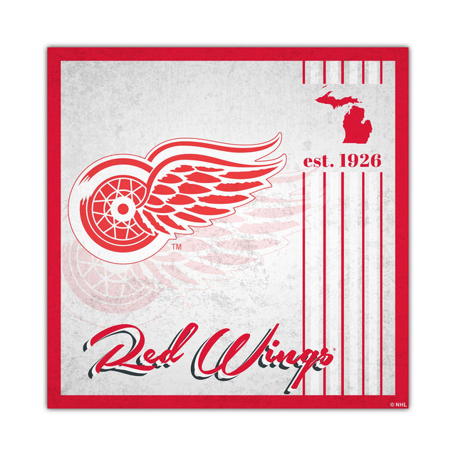 Letrero de madera de 10 x 10 de los Detroit Red Wings con diseño de álbum