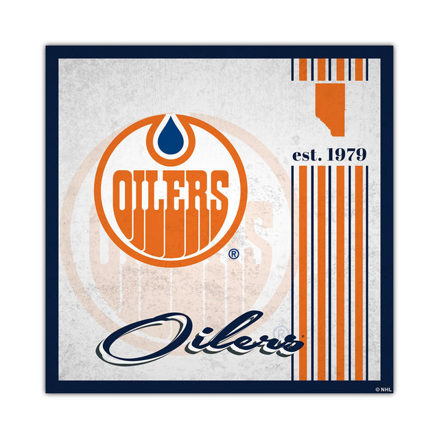 Letrero de madera de 10 x 10 de los Edmonton Oilers con diseño de álbum